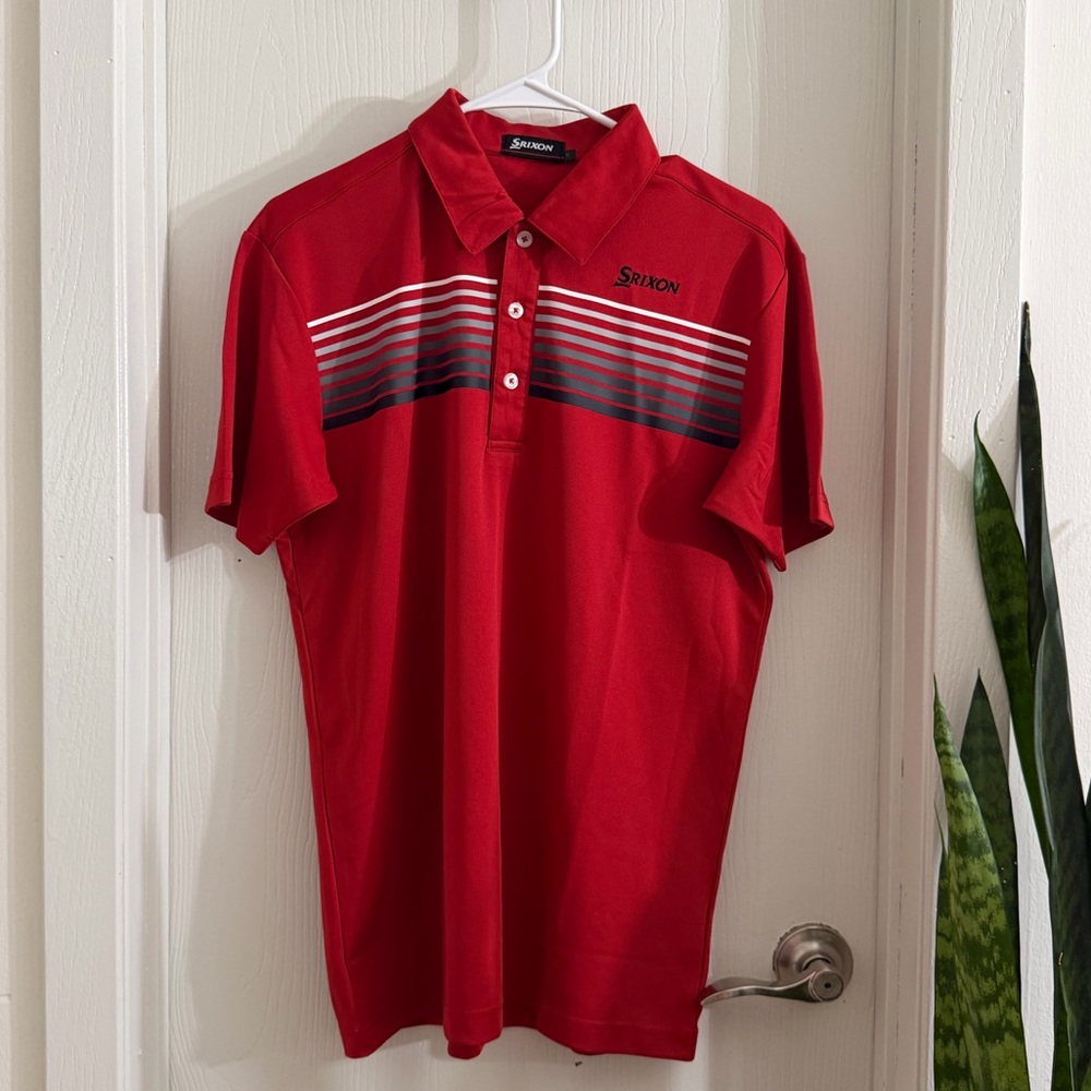 Syndon Men's Red Polo Shirt with Striped Design